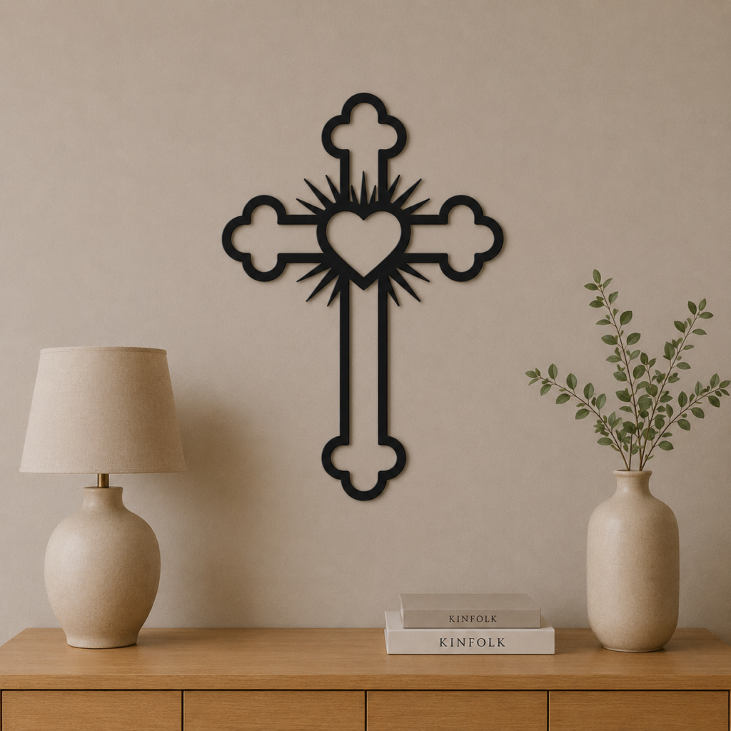 Croce Decorativa Sacra da Parete – Stampa 3D cuore - Stampa 3D Cristiana | 3Dio.it