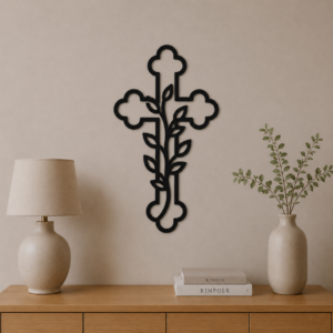 Croce Decorativa Sacra da Parete – Stampa 3D Moderna con Raggi Spirituali fiore - Stampa 3D Cristiana | 3Dio.it
