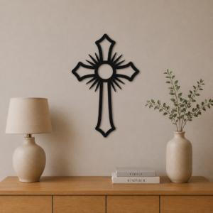 Croce Decorativa Sacra da Parete – Stampa 3D Moderna con Raggi Spirituali - Stampa 3D Cristiana | 3Dio.it