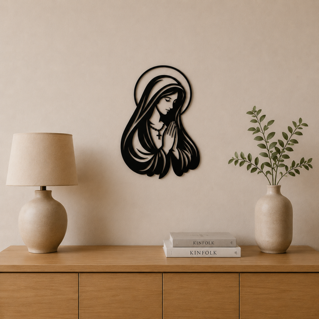 Madonna “Prega Per Noi” in Stampa 3D – Decorazione Sacra da Parete - Stampa 3D Cristiana | 3Dio.it